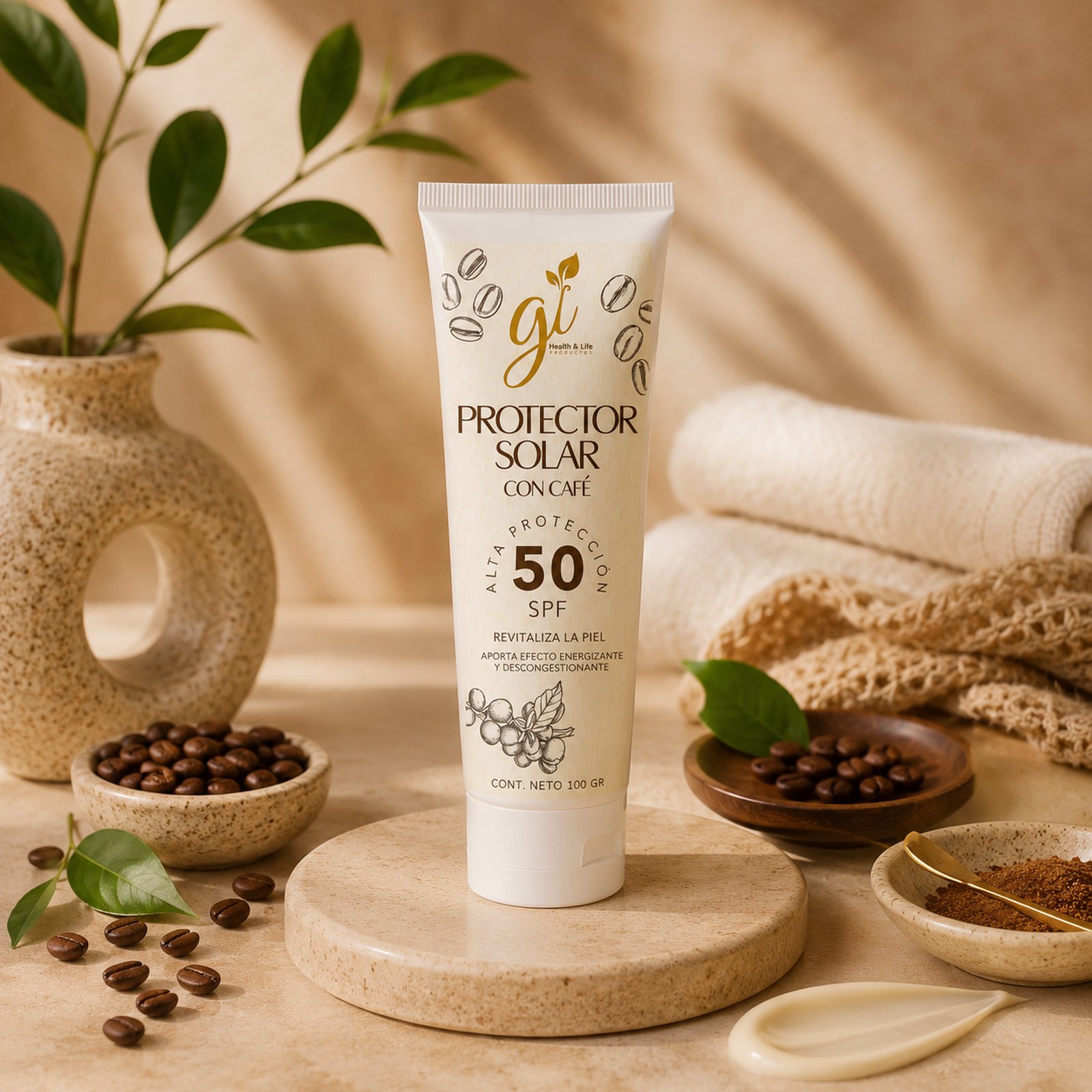 Protector solar café SPF 50 lifestyle rutina facial diaria Guatemala