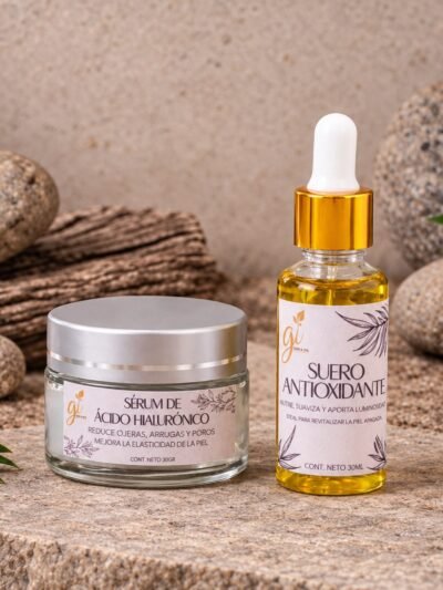 Rutina antiedad facial: sérum de ácido hialurónico con colágeno y suero antioxidante Gi Health & Life