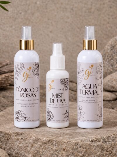 Kit de hidratación facial Rutina Río Dulce: tónico de rosas, mist de uva y agua termal Gi Health & Life